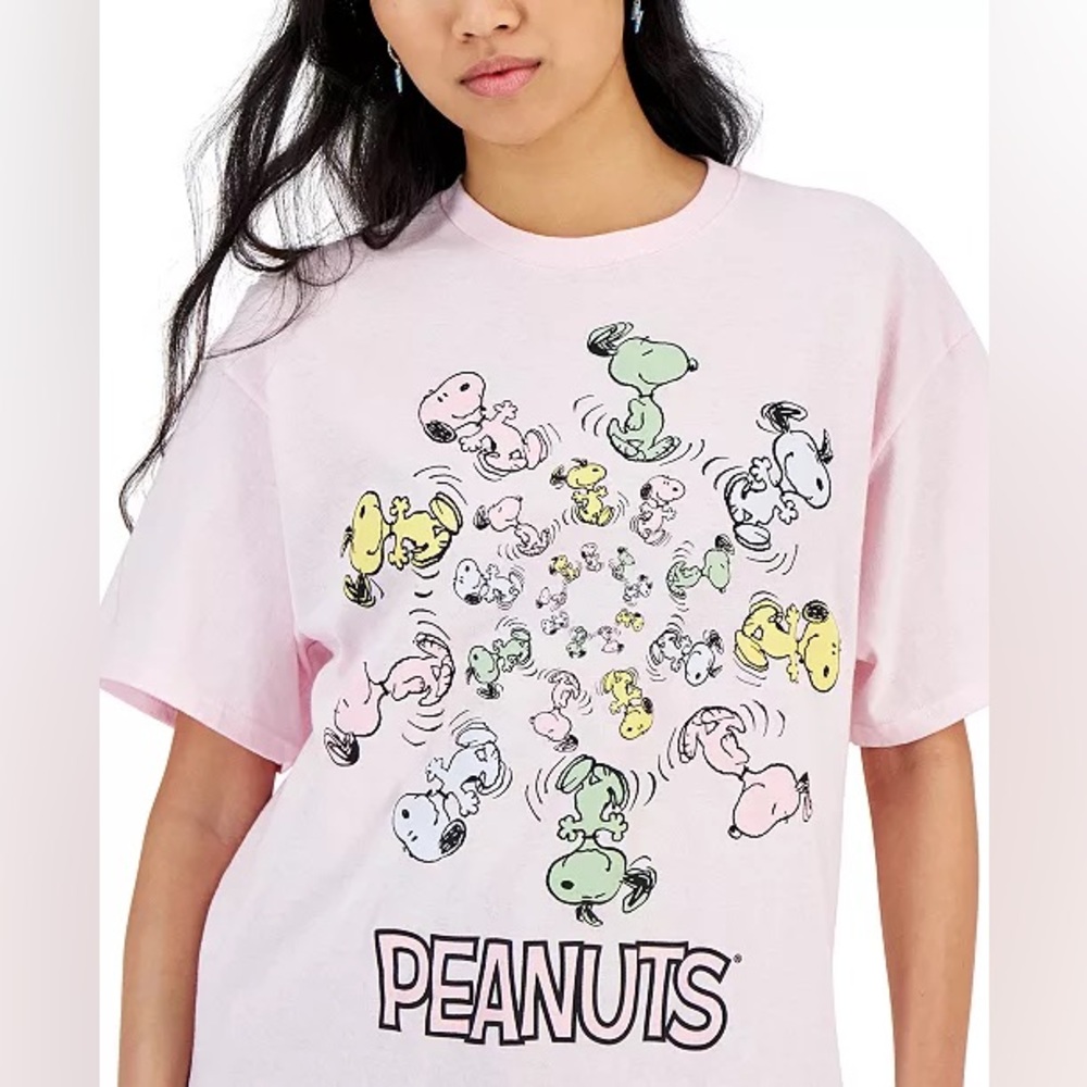 NWT Love Tribe Juniors' Peanuts Spiral Snoopy Cotton T-Shirt